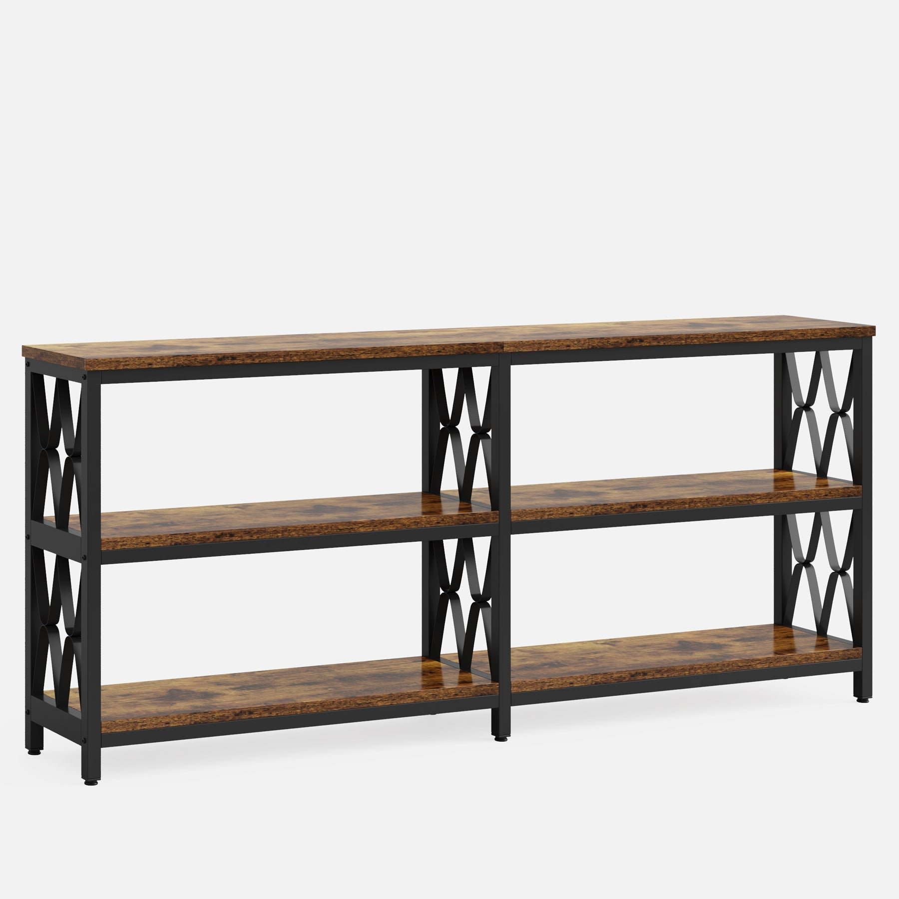 3-Tier Console Table, 70.9" Industrial Sofa Foyer Table for Living Room Tribesigns